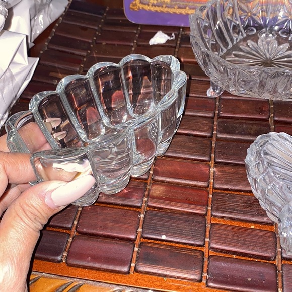 Vintage, crystal candy dishes, butterfly jewelry holder, and spoon holder bundle - Picture 2 of 5
